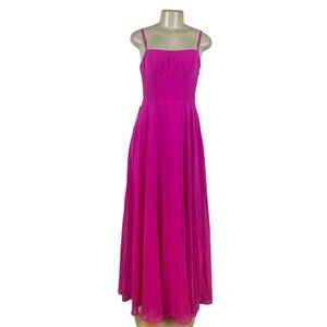 Barbie Azazie Womens Pink Gown Maxi Dress Ruched Adjustable Straps Sz A6 - New